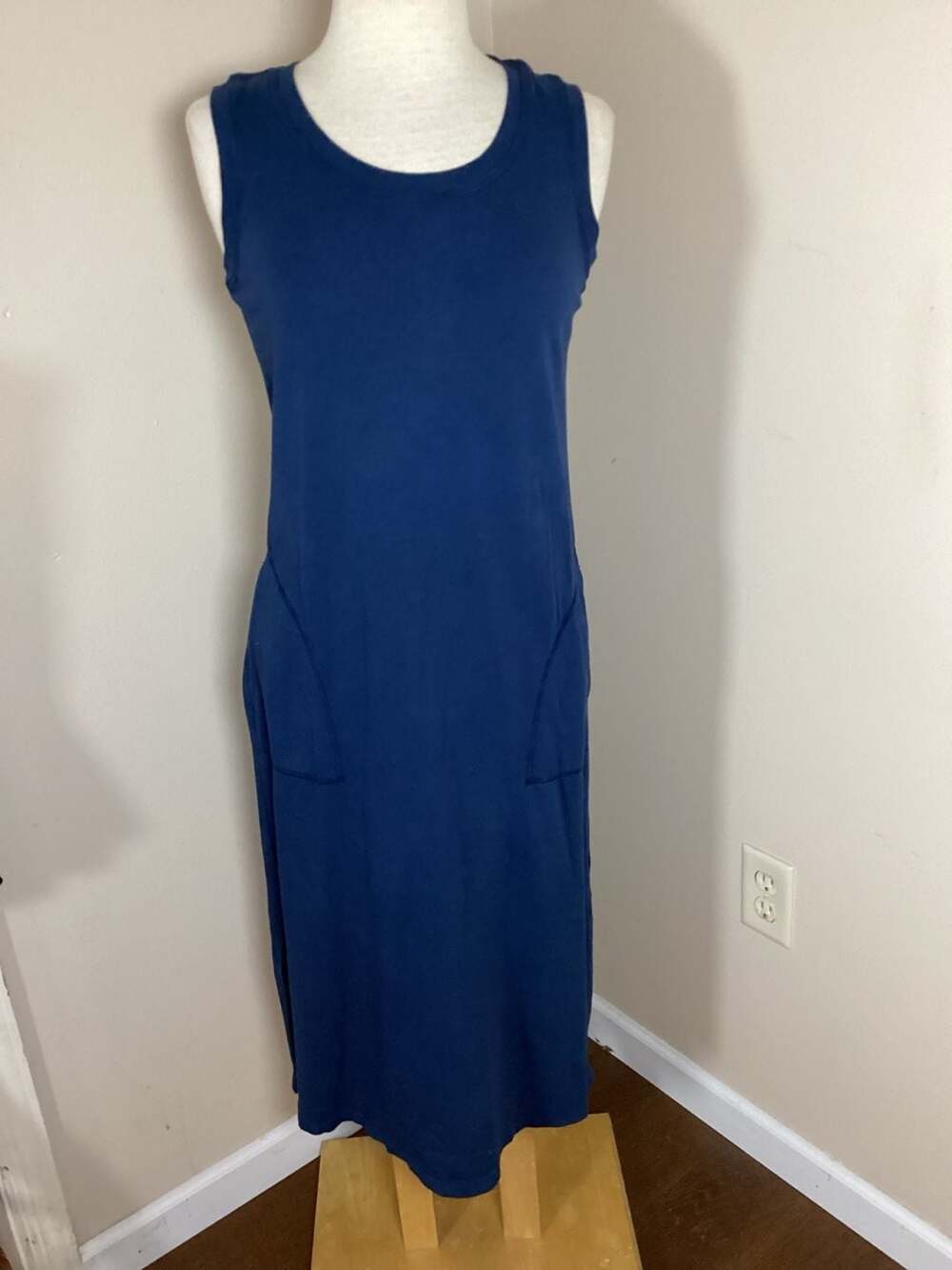 T by Talbots Garment Dyed French Terry Sleeveless Midi Dress with Pockets